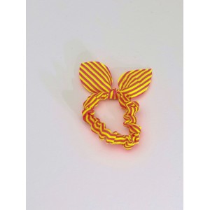 Σούρα λαστιχάκι μαλλιών αυτάκια ριγε κιτρινο πορτοκαλι