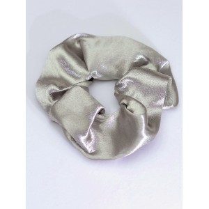 Σούρα λαστιχάκι μαλλιών σατέν ασημί