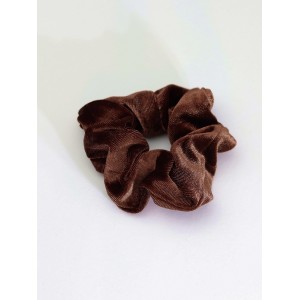 Σούρα λαστιχάκι μαλλιών βελούδο σατέν καφέ